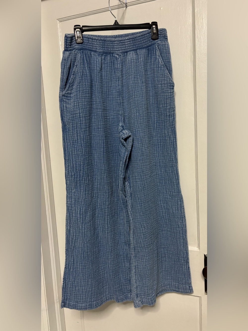 aerie Light Blue Wide-Leg side slit Gauze Pants